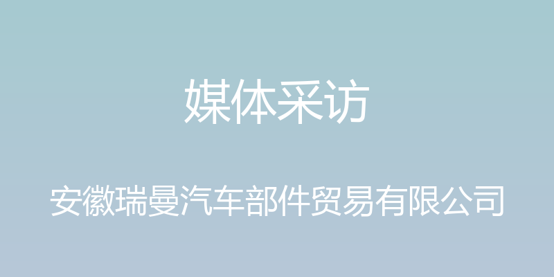 媒体采访 - 安徽瑞曼汽车部件贸易有限公司