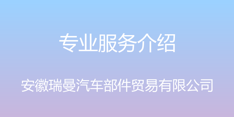 专业服务介绍 - 安徽瑞曼汽车部件贸易有限公司