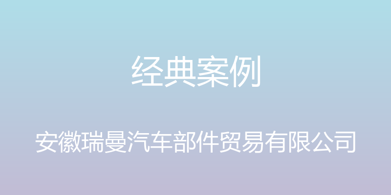 经典案例 - 安徽瑞曼汽车部件贸易有限公司